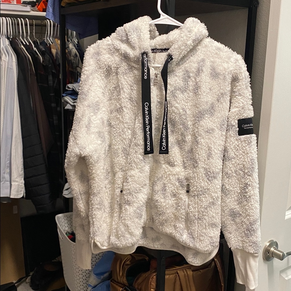 Calvin Klein Performance Cream Fleece Hoodie - Picture 1 of 3
